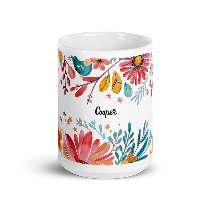 Cooper Exclusive Name Art Piece Home Office Work Coffee Mug Mexican Spanish Pride Gift Cup One-Of-A-Kind Calligraphy White Glossy Mug | C24 Mexicada