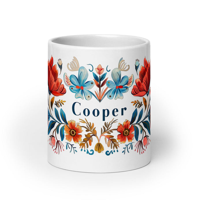 Cooper Exclusive Name Art Piece Home Office Work Coffee Mug Mexican Spanish Pride Gift Cup One-Of-A-Kind Calligraphy White Glossy Mug | C28 Mexicada