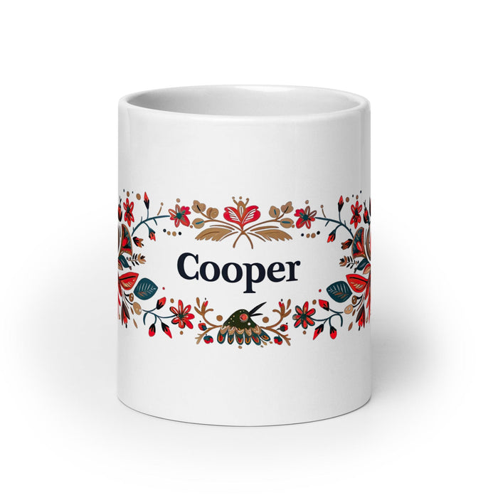 Cooper Exclusive Name Art Piece Home Office Work Coffee Mug Mexican Spanish Pride Gift Cup One-Of-A-Kind Calligraphy White Glossy Mug | C3 Mexicada