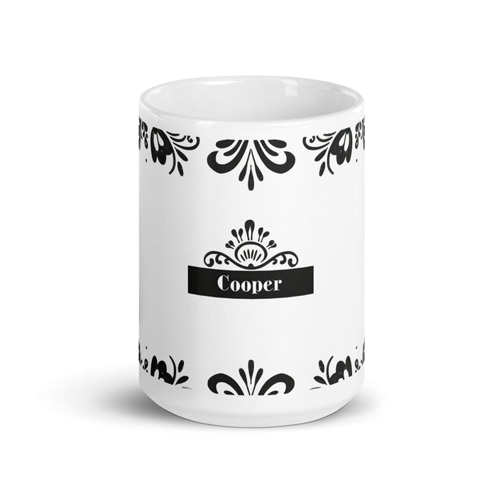 Cooper Exclusive Name Art Piece Home Office Work Coffee Mug Mexican Spanish Pride Gift Cup One-Of-A-Kind Calligraphy White Glossy Mug | C4 Mexicada