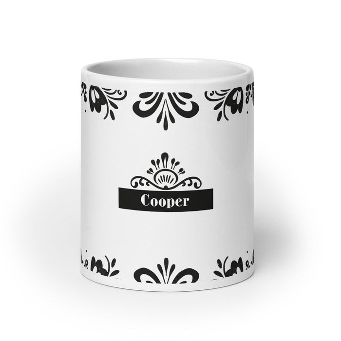 Cooper Exclusive Name Art Piece Home Office Work Coffee Mug Mexican Spanish Pride Gift Cup One-Of-A-Kind Calligraphy White Glossy Mug | C4 Mexicada