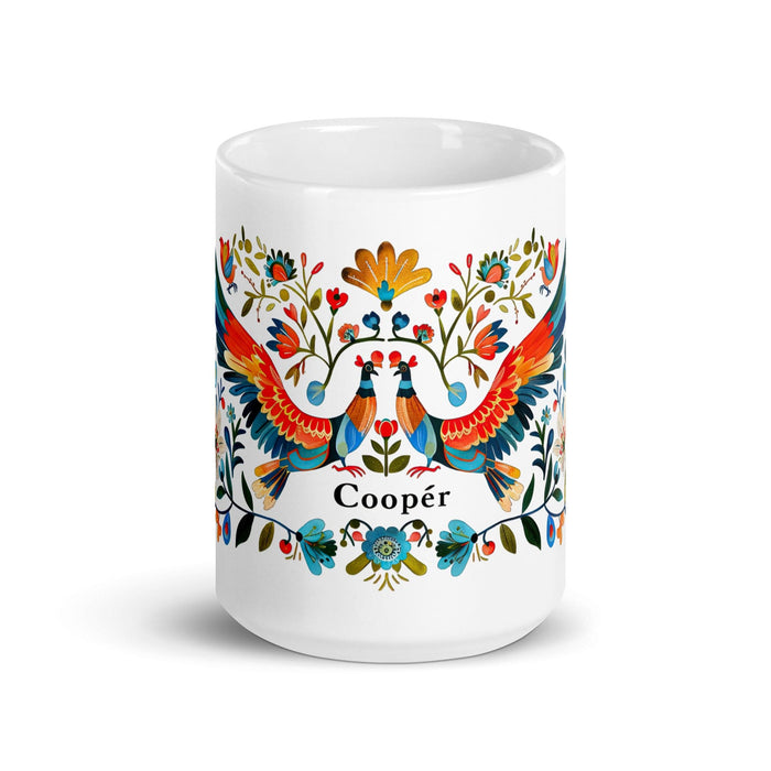 Cooper Exclusive Name Art Piece Home Office Work Coffee Mug Mexican Spanish Pride Gift Cup One-Of-A-Kind Calligraphy White Glossy Mug | C6 Mexicada