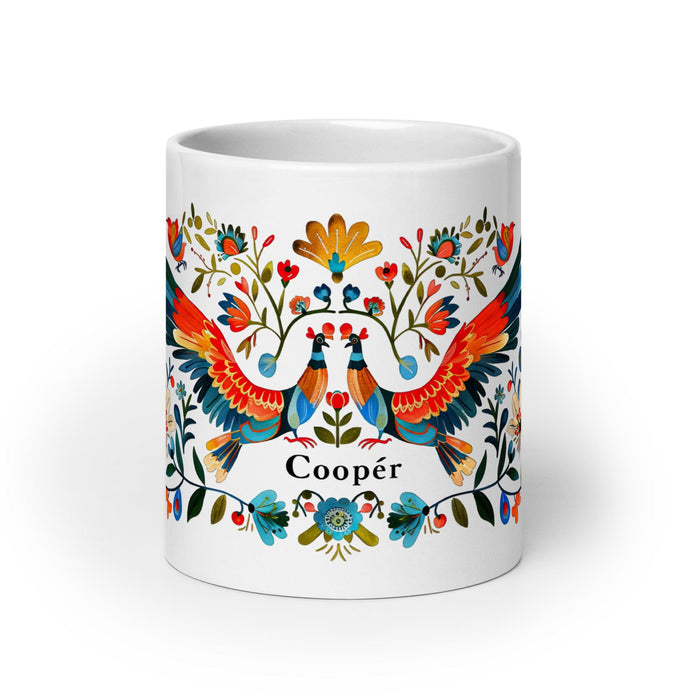 Cooper Exclusive Name Art Piece Home Office Work Coffee Mug Mexican Spanish Pride Gift Cup One-Of-A-Kind Calligraphy White Glossy Mug | C6 Mexicada