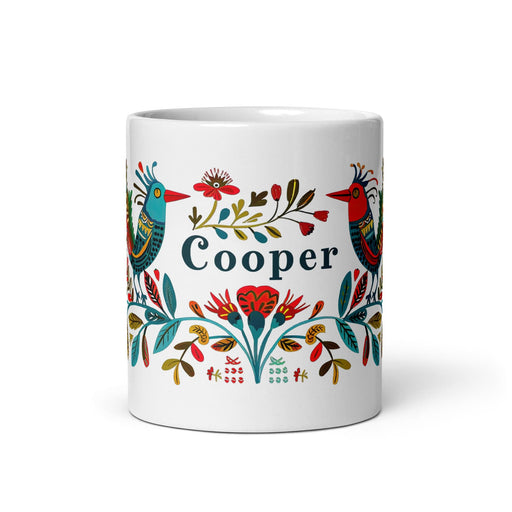 Cooper Exclusive Name Art Piece Home Office Work Coffee Mug Mexican Spanish Pride Gift Cup One-Of-A-Kind Calligraphy White Glossy Mug | C7 Mexicada