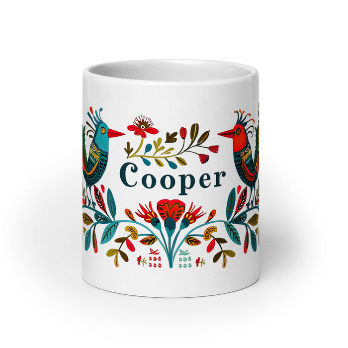 Cooper Exclusive Name Art Piece Home Office Work Coffee Mug Mexican Spanish Pride Gift Cup One-Of-A-Kind Calligraphy White Glossy Mug | C7 Mexicada