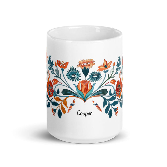 Cooper Exclusive Name Art Piece Home Office Work Coffee Mug Mexican Spanish Pride Gift Cup One-Of-A-Kind Calligraphy White Glossy Mug | C8 Mexicada