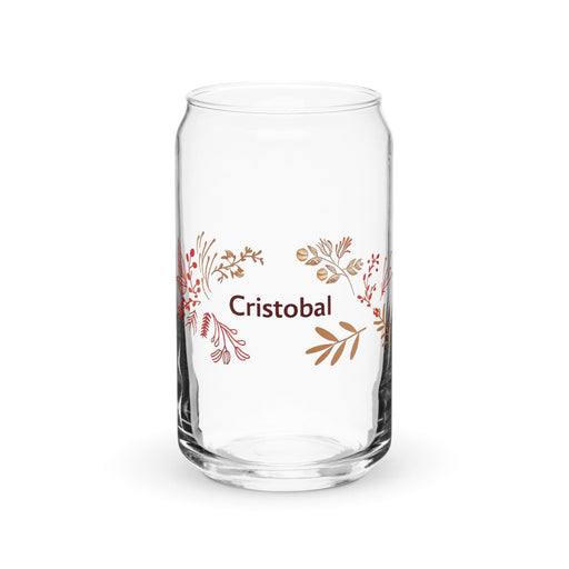 Cristóbal Exclusive Name Art Piece Can-Shaped Glass Home Office Work Mexican Spanish Pride Gift Cup One-Of-A-Kind Calligraphy Glass | C10 Mexicada 16 oz