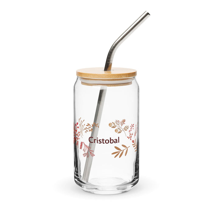 Cristóbal Exclusive Name Art Piece Can-Shaped Glass Home Office Work Mexican Spanish Pride Gift Cup One-Of-A-Kind Calligraphy Glass | C10 Mexicada 16 oz With Lid & Straw