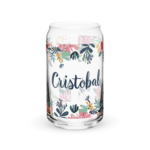 Cristóbal Exclusive Name Art Piece Can-Shaped Glass Home Office Work Mexican Spanish Pride Gift Cup One-Of-A-Kind Calligraphy Glass | C12 Mexicada 16 oz (No Lid No Straw)