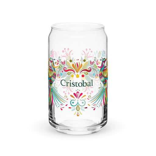 Cristóbal Exclusive Name Art Piece Can-Shaped Glass Home Office Work Mexican Spanish Pride Gift Cup One-Of-A-Kind Calligraphy Glass | C5 Mexicada 16 oz (No Lid No Straw)