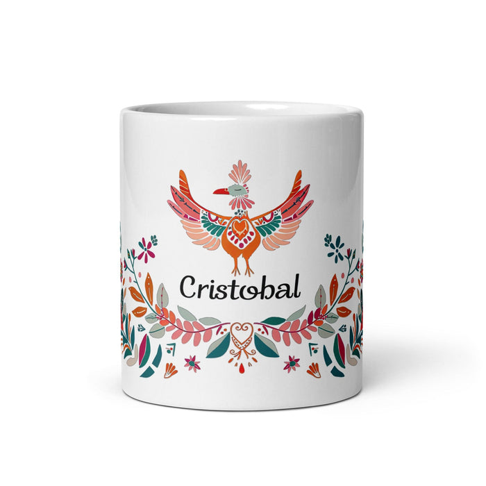 Cristóbal Exclusive Name Art Piece Home Office Work Coffee Mug Mexican Spanish Pride Gift Cup One-Of-A-Kind Calligraphy White Glossy Mug | C1 Mexicada