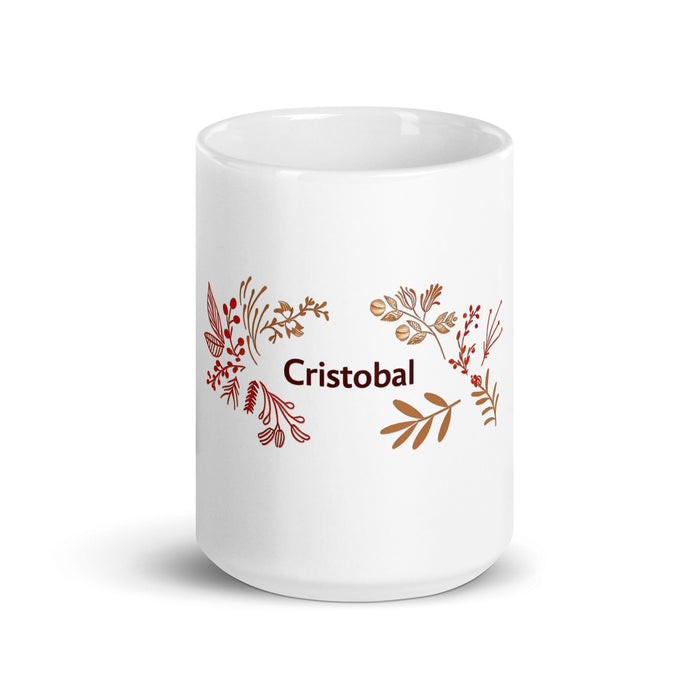 Cristóbal Exclusive Name Art Piece Home Office Work Coffee Mug Mexican Spanish Pride Gift Cup One-Of-A-Kind Calligraphy White Glossy Mug | C10 Mexicada