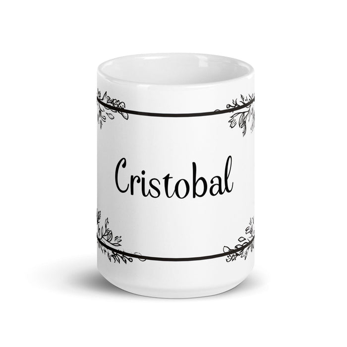 Cristóbal Exclusive Name Art Piece Home Office Work Coffee Mug Mexican Spanish Pride Gift Cup One-Of-A-Kind Calligraphy White Glossy Mug | C11 Mexicada