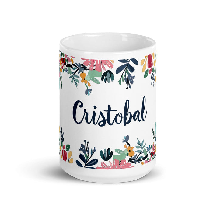 Cristóbal Exclusive Name Art Piece Home Office Work Coffee Mug Mexican Spanish Pride Gift Cup One-Of-A-Kind Calligraphy White Glossy Mug | C12 Mexicada