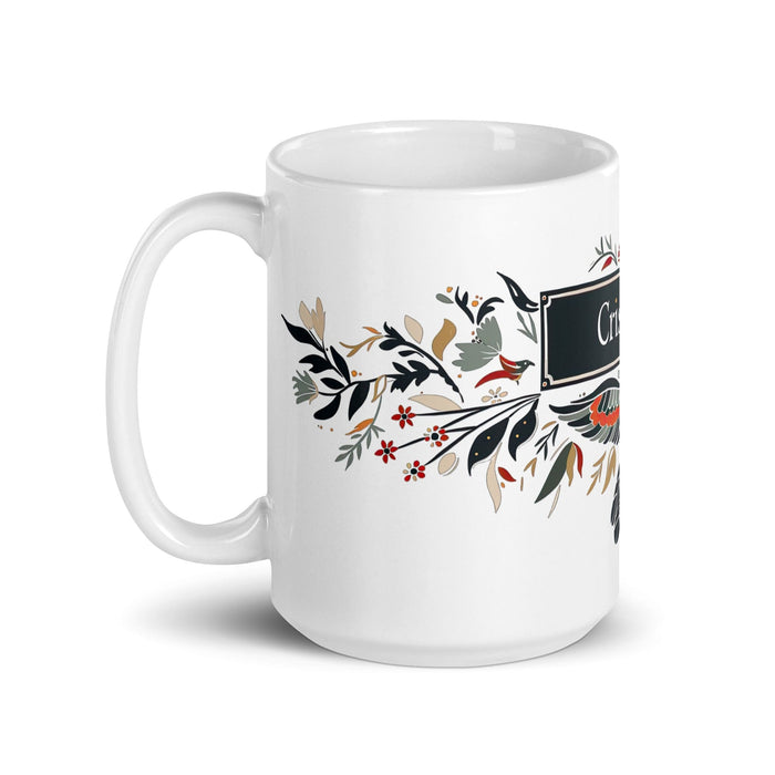 Cristóbal Exclusive Name Art Piece Home Office Work Coffee Mug Mexican Spanish Pride Gift Cup One-Of-A-Kind Calligraphy White Glossy Mug | C13 Mexicada