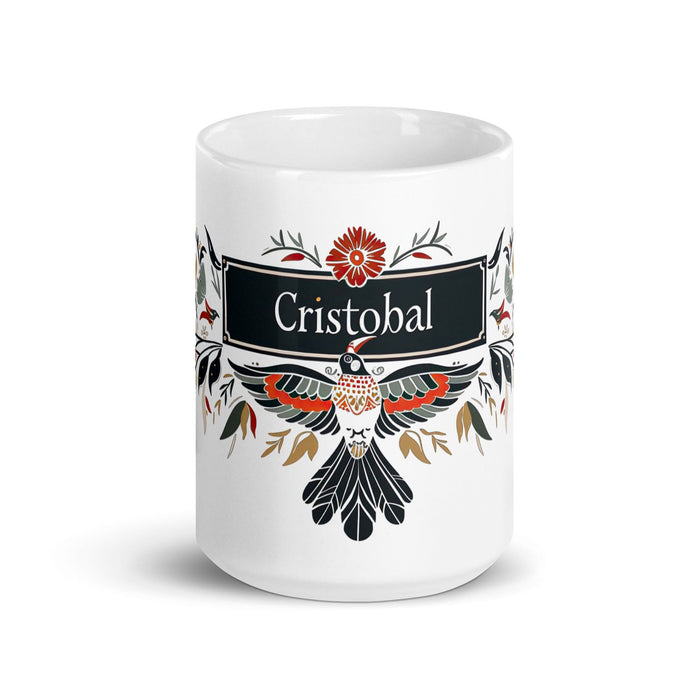 Cristóbal Exclusive Name Art Piece Home Office Work Coffee Mug Mexican Spanish Pride Gift Cup One-Of-A-Kind Calligraphy White Glossy Mug | C13 Mexicada