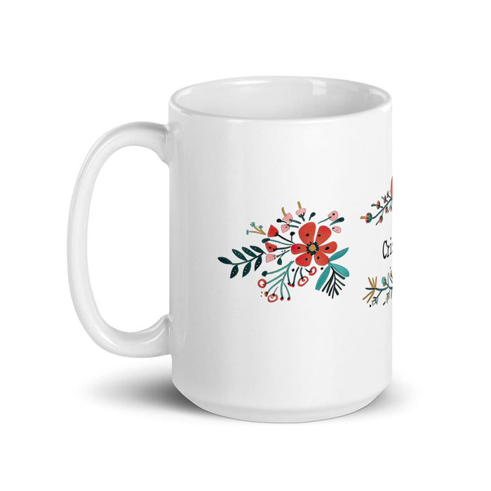 Cristóbal Exclusive Name Art Piece Home Office Work Coffee Mug Mexican Spanish Pride Gift Cup One-Of-A-Kind Calligraphy White Glossy Mug | C14 Mexicada