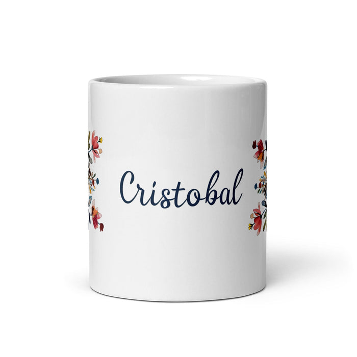 Cristóbal Exclusive Name Art Piece Home Office Work Coffee Mug Mexican Spanish Pride Gift Cup One-Of-A-Kind Calligraphy White Glossy Mug | C15 Mexicada