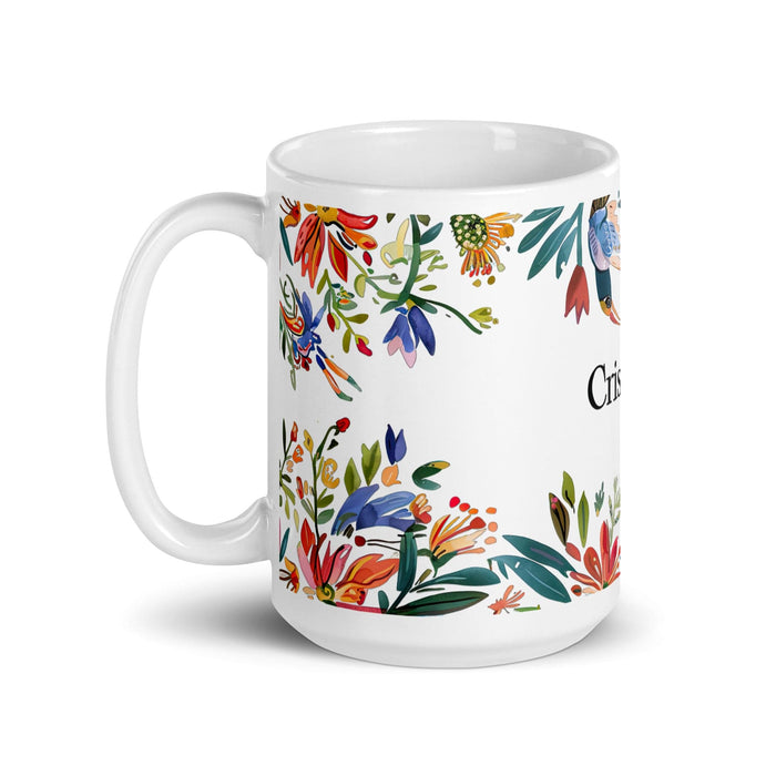 Cristóbal Exclusive Name Art Piece Home Office Work Coffee Mug Mexican Spanish Pride Gift Cup One-Of-A-Kind Calligraphy White Glossy Mug | C2 Mexicada