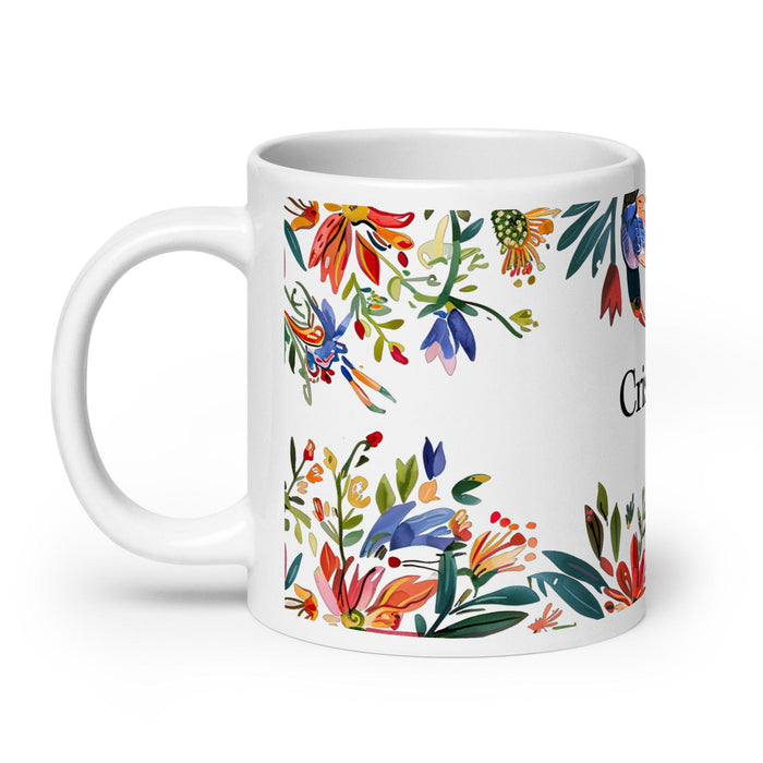 Cristóbal Exclusive Name Art Piece Home Office Work Coffee Mug Mexican Spanish Pride Gift Cup One-Of-A-Kind Calligraphy White Glossy Mug | C2 Mexicada