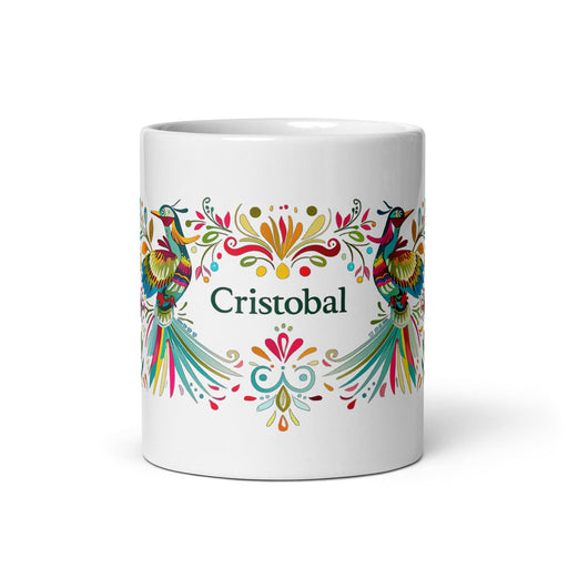 Cristóbal Exclusive Name Art Piece Home Office Work Coffee Mug Mexican Spanish Pride Gift Cup One-Of-A-Kind Calligraphy White Glossy Mug | C5 Mexicada