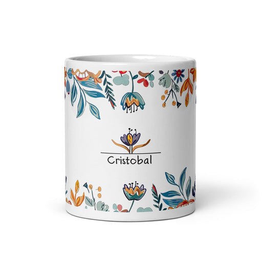 Cristóbal Exclusive Name Art Piece Home Office Work Coffee Mug Mexican Spanish Pride Gift Cup One-Of-A-Kind Calligraphy White Glossy Mug | C6 Mexicada