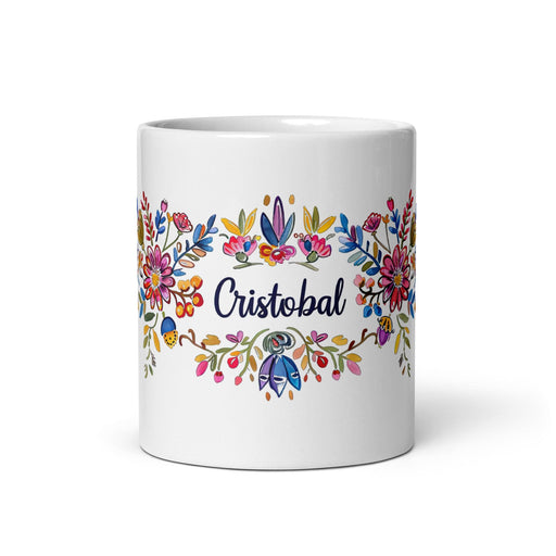 Cristóbal Exclusive Name Art Piece Home Office Work Coffee Mug Mexican Spanish Pride Gift Cup One-Of-A-Kind Calligraphy White Glossy Mug | C9 Mexicada