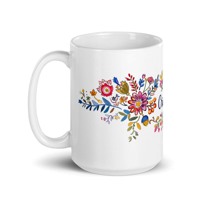 Cristóbal Exclusive Name Art Piece Home Office Work Coffee Mug Mexican Spanish Pride Gift Cup One-Of-A-Kind Calligraphy White Glossy Mug | C9 Mexicada