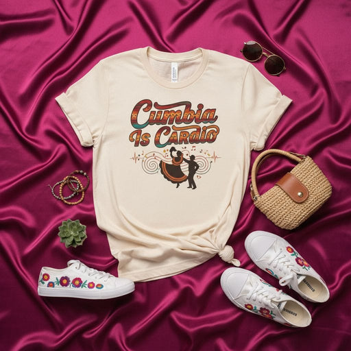 Cumbia Is Cardio Shirt, Retro Cumbia Dance T-Shirt, Latin Music Festival Tee, Spanish Phrase Dancing Lover Gift, Vintage Groovy Style Unisex Top Mexicada