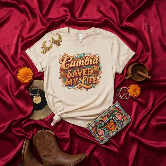 Cumbia Saved My Life Shirt, Retro Groove Cumbia Music Lover Tee, Hispanic Heritage Month Apparel, Latin Dance Gift, Musica Latina T-Shirt, Cumbia Aesthetic Clothing Mexicada