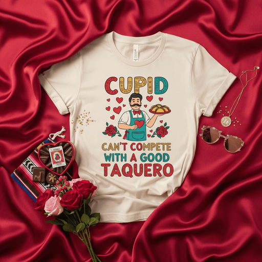 Cupid Can't Compete With A Good Taquero T-Shirt, Funny Anti-Valentine's Day Shirt, Taco Lover Gift, Taquero Life Tee, Mexican Food Shirt, Unisex Graphic Tee Mexicada