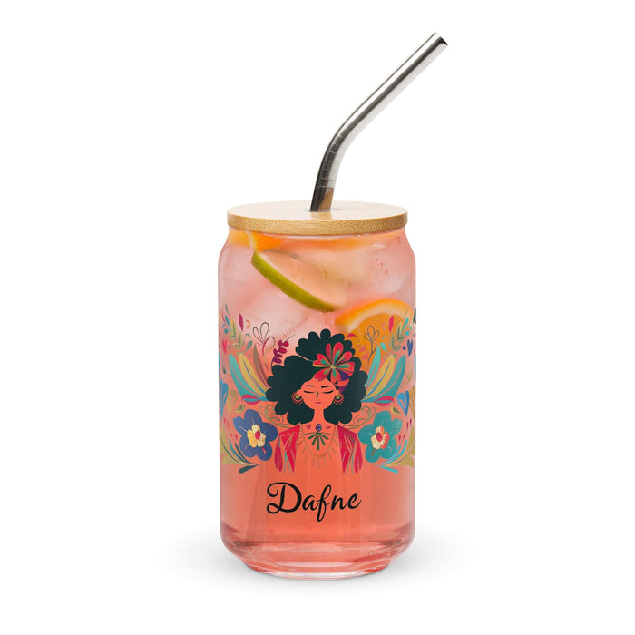 Dafne Exclusive Name Art Piece Can-Shaped Glass Home Office Work Mexican Spanish Pride Gift Cup One-Of-A-Kind Calligraphy Glass | D2 Mexicada