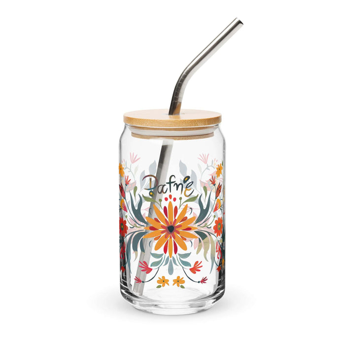 Dafne Exclusive Name Art Piece Can-Shaped Glass Home Office Work Mexican Spanish Pride Gift Cup One-Of-A-Kind Calligraphy Glass | D3 Mexicada 16 oz With Lid & Straw