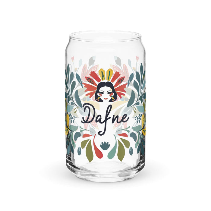 Dafne Exclusive Name Art Piece Can-Shaped Glass Home Office Work Mexican Spanish Pride Gift Cup One-Of-A-Kind Calligraphy Glass | D5 Mexicada 16 oz