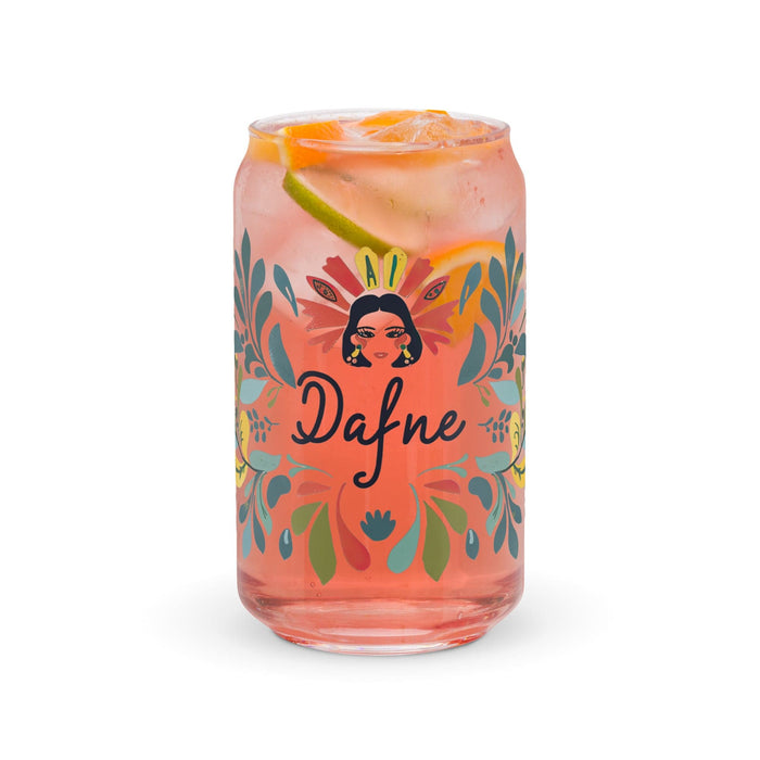 Dafne Exclusive Name Art Piece Can-Shaped Glass Home Office Work Mexican Spanish Pride Gift Cup One-Of-A-Kind Calligraphy Glass | D5 Mexicada