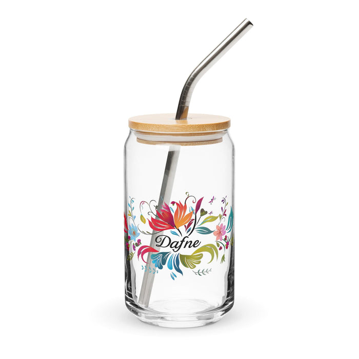 Dafne Exclusive Name Art Piece Can-Shaped Glass Home Office Work Mexican Spanish Pride Gift Cup One-Of-A-Kind Calligraphy Glass | D6 Mexicada 16 oz With Lid & Straw