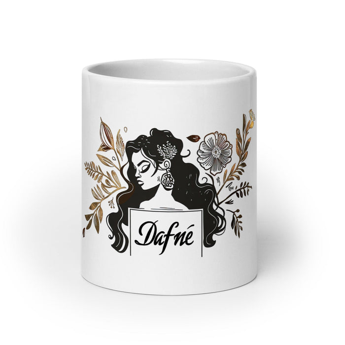 Dafne Exclusive Name Art Piece Home Office Work Coffee Mug Mexican Spanish Pride Gift Cup One-Of-A-Kind Calligraphy White Glossy Mug | D1 Mexicada