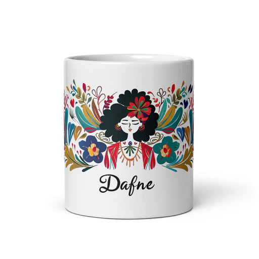 Dafne Exclusive Name Art Piece Home Office Work Coffee Mug Mexican Spanish Pride Gift Cup One-Of-A-Kind Calligraphy White Glossy Mug | D2 Mexicada