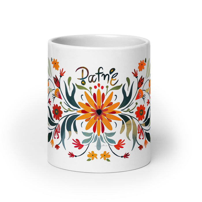 Dafne Exclusive Name Art Piece Home Office Work Coffee Mug Mexican Spanish Pride Gift Cup One-Of-A-Kind Calligraphy White Glossy Mug | D3 Mexicada