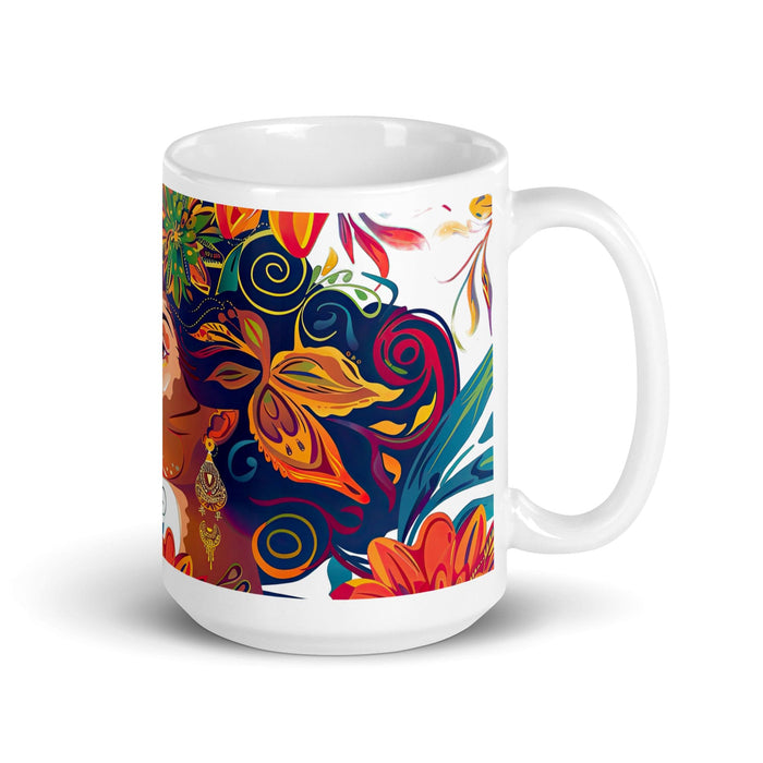 Dafne Exclusive Name Art Piece Home Office Work Coffee Mug Mexican Spanish Pride Gift Cup One-Of-A-Kind Calligraphy White Glossy Mug | D4 Mexicada 15 oz