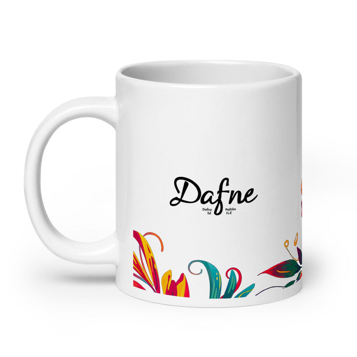 Dafne Exclusive Name Art Piece Home Office Work Coffee Mug Mexican Spanish Pride Gift Cup One-Of-A-Kind Calligraphy White Glossy Mug | D4 Mexicada