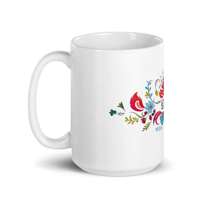 Dafne Exclusive Name Art Piece Home Office Work Coffee Mug Mexican Spanish Pride Gift Cup One-Of-A-Kind Calligraphy White Glossy Mug | D6 Mexicada