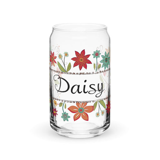 Daisy Exclusive Name Art Piece Can-Shaped Glass Home Office Work Mexican Spanish Pride Gift Cup One-Of-A-Kind Calligraphy Glass | D1 Mexicada 16 oz