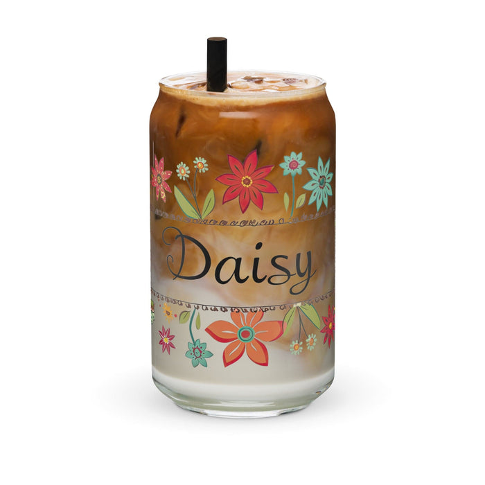 Daisy Exclusive Name Art Piece Can-Shaped Glass Home Office Work Mexican Spanish Pride Gift Cup One-Of-A-Kind Calligraphy Glass | D1 Mexicada