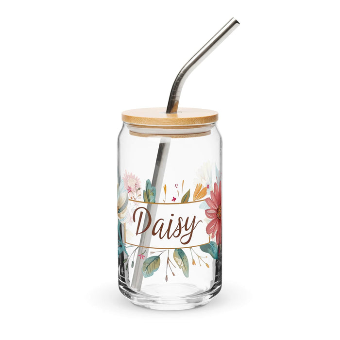 Daisy Exclusive Name Art Piece Can-Shaped Glass Home Office Work Mexican Spanish Pride Gift Cup One-Of-A-Kind Calligraphy Glass | D10 Mexicada 16 oz With Lid & Straw