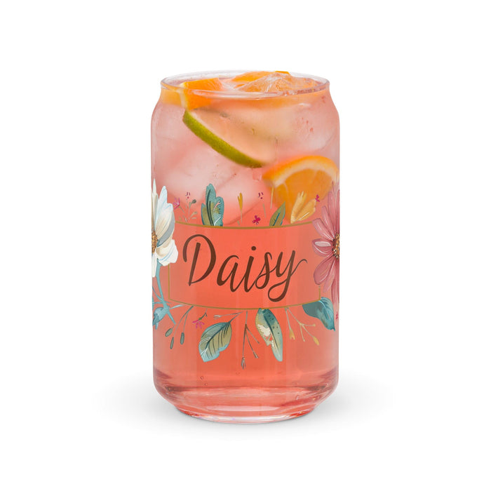 Daisy Exclusive Name Art Piece Can-Shaped Glass Home Office Work Mexican Spanish Pride Gift Cup One-Of-A-Kind Calligraphy Glass | D10 Mexicada