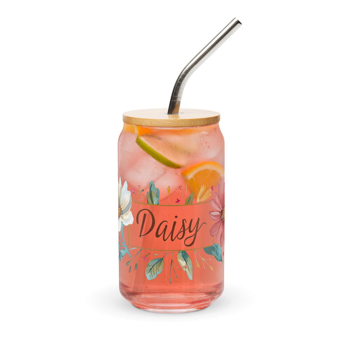 Daisy Exclusive Name Art Piece Can-Shaped Glass Home Office Work Mexican Spanish Pride Gift Cup One-Of-A-Kind Calligraphy Glass | D10 Mexicada