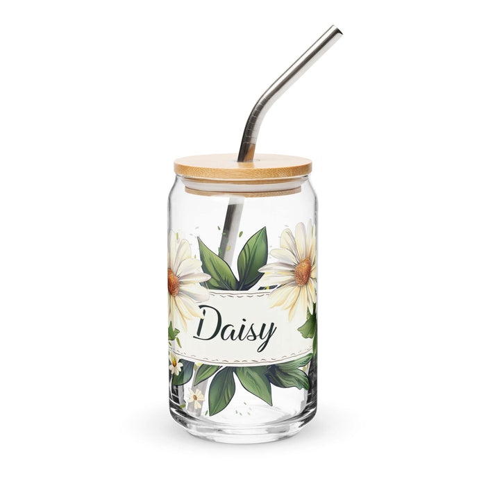 Daisy Exclusive Name Art Piece Can-Shaped Glass Home Office Work Mexican Spanish Pride Gift Cup One-Of-A-Kind Calligraphy Glass | D11 Mexicada 16 oz With Lid & Straw