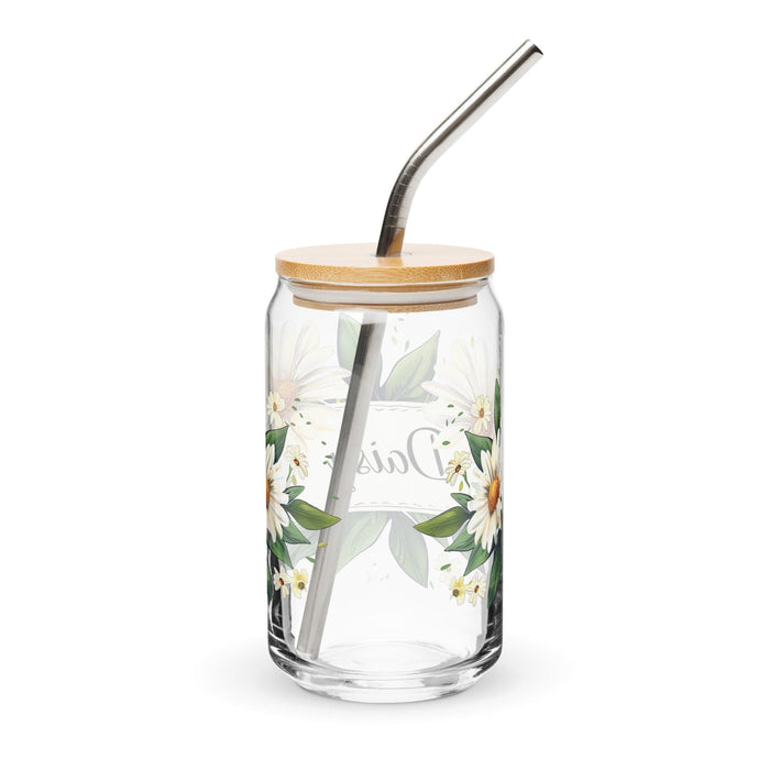 Daisy Exclusive Name Art Piece Can-Shaped Glass Home Office Work Mexican Spanish Pride Gift Cup One-Of-A-Kind Calligraphy Glass | D11 Mexicada