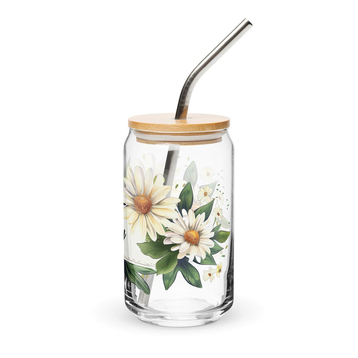 Daisy Exclusive Name Art Piece Can-Shaped Glass Home Office Work Mexican Spanish Pride Gift Cup One-Of-A-Kind Calligraphy Glass | D11 Mexicada